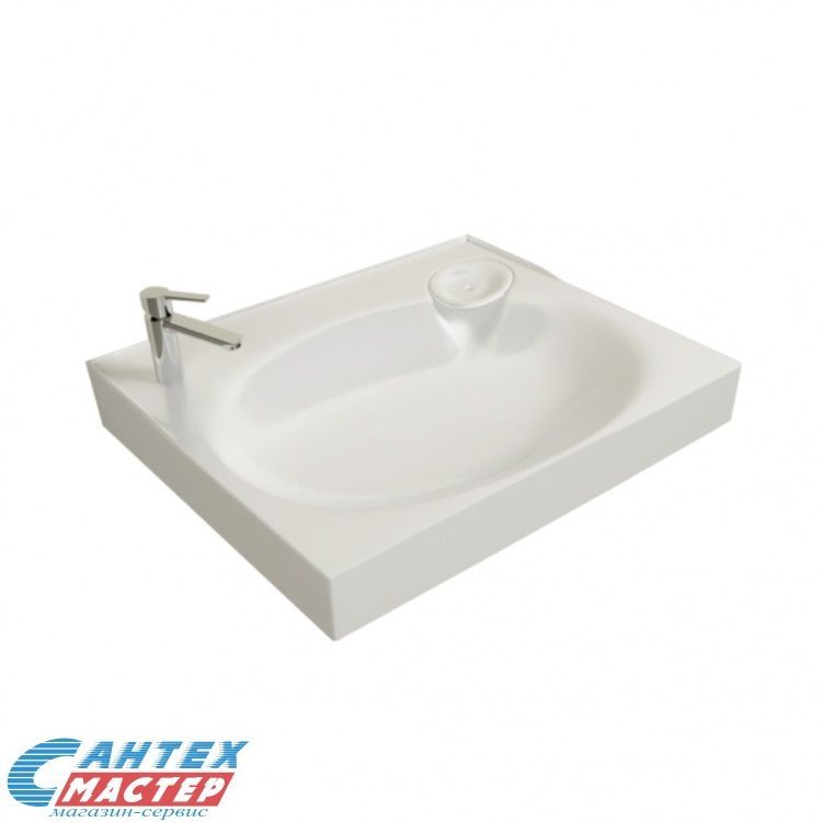 Раковина 1MarKa Lavanderia 60х50х12 см, над стиральной машиной, подвесная, прямоугольная, цвет белый, полититан, с отверстием под смеситель, без слива-перелива