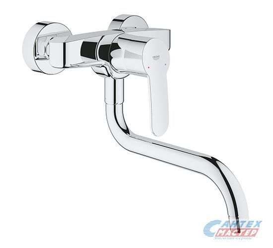 Смеситель для кухни/мойки Grohe Eurostyle Cosmopolitan однорычажный, керамический, с поворотным изливом, длина 273 мм, латунь, цвет хром, кухонный, хромированный, горизонтальный, однорукий, одноручный, однозахватный, одноручковые, кран, комплект
