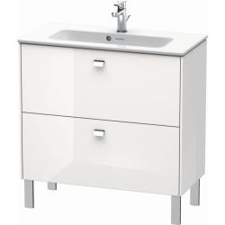 Тумба под раковину Duravit Brioso, 82х38,9х68,3 см, напольная, цвет: белый глянец/хром, 2 выдвижных ящика, ДСП, прямоугольная, левая/правая, в ванную комнату