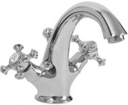 Смеситель для раковины Migliore Prestige, двухвентильный, излив короткий, неповоротный, длина 135 мм, керамический, латунь, цвет хром