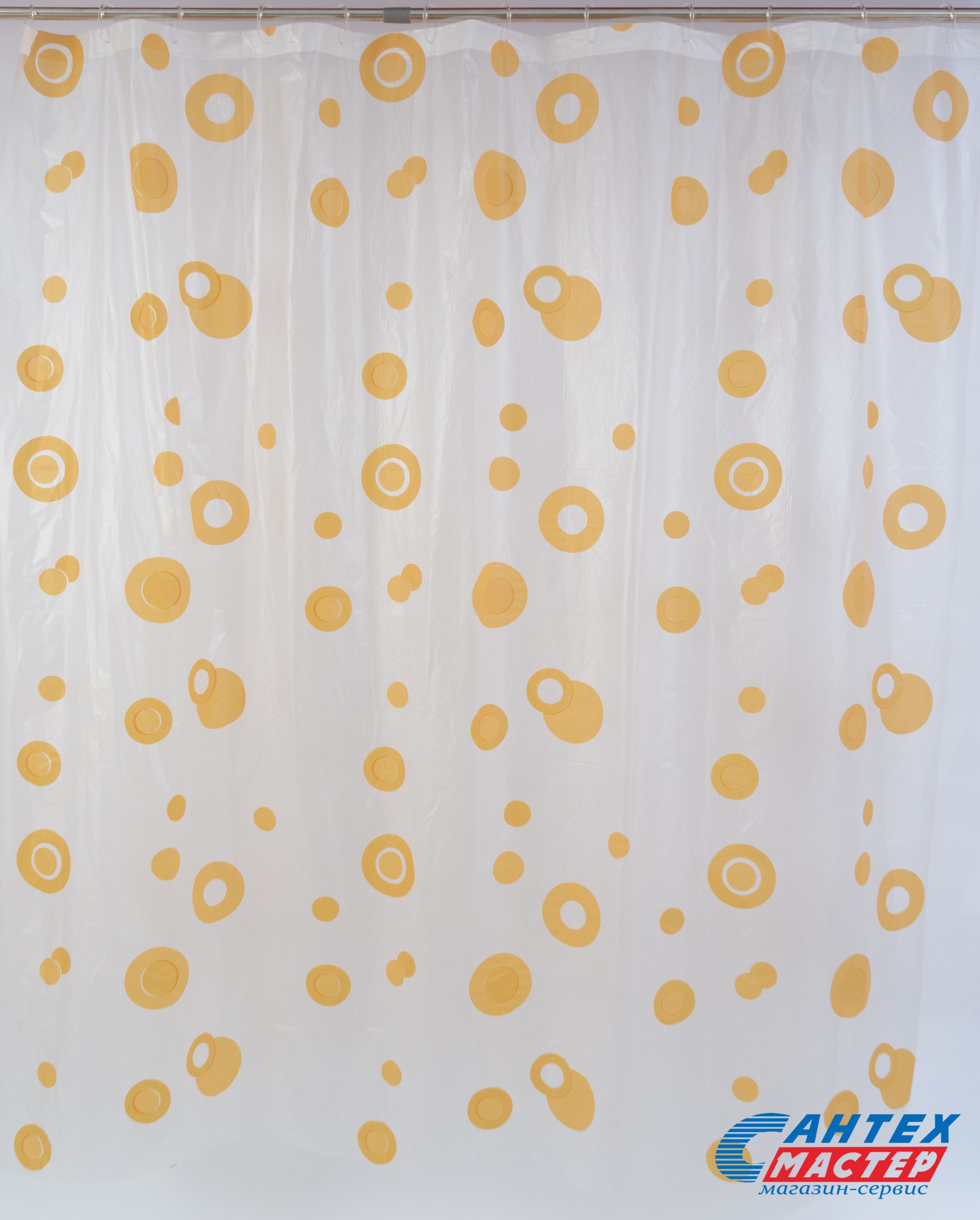 Шторка АкваЛиния для ванной комнаты Peva оранжевый круги 002Е-41