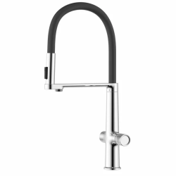 Смеситель для кухни/мойки Azario ADVANTAGE, однорычажный, поворотный, керамический картридж, высокий, гибкий излив, длина излива 221 мм, латунь, цвет хром