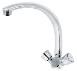 Смеситель для кухни/мойки Варион БЕТА излив MAXI, двухвентильный, поворотный, кран-буксы, длина излива 210 мм, латунь, цвет хром