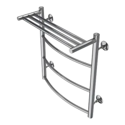 Полотенцесушитель Azario VERONA 500/600 с полкой, 3 секции, водяной, 1/2", нижнее/диагональное подключение, нержавеющая сталь, настенный, форма лесенка, вертикальный, цвет хром
