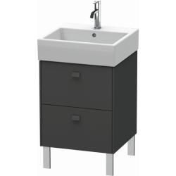 Тумба под раковину Duravit Brioso, 48,4х45,9х57 см, напольная, цвет: графит матовый, 2 выдвижных ящика, ДСП, прямоугольная, левая/правая, в ванную комнату
