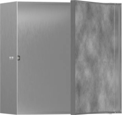 Полка Hansgrohe XtraStoris Rock 300/300/140, с дверью для облицовки плиткой, размер 30х30х14 см, встраиваемая в нишу, дверца распашная, форма прямоугольная, цвет шлифованная сталь, нержавеющая сталь, встроенная/настенная, шкаф/короб