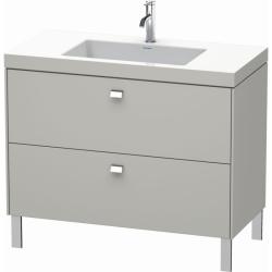 Тумба c раковиной Duravit Brioso, 100х48х70,1 см, напольная, 2 выдвижных ящика, ДСП, цвет: бетонно-серый/хром /Vero Air, мебельная, прямоугольная, цвет белый, фарфоровая, 1 отверстие под смеситель, без перелива