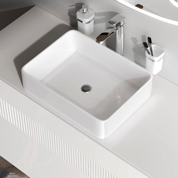 Раковина накладная 50 AM.PM Func 500х370х125 мм фарфоровая, прямоугольная, цвет белый, без отверстия под смеситель, без слив-перелива