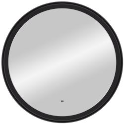 Зеркало Континент "Planet Black Led", 80х80 см, с LED/ЛЕД-подсветкой, цвет рамы: черный, круглое, выключатель бесконтактный, для ванны, навесное/подвесное/настенное