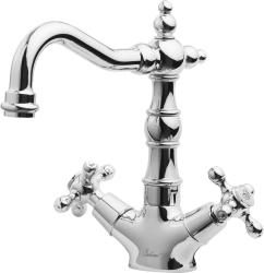 Смеситель для раковины/умывальника Boheme Royal Cristal Black, двухвентильный, поворотный, керамический, длина излива 150 мм, латунь, цвет хром