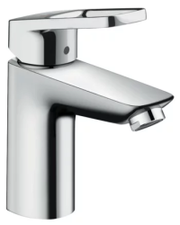Смеситель для раковины Hansgrohe Logis Loop 100, однорычажный, фиксированный, излив короткий, длина 10,8 см, керамический, латунь, цвет хром, с донным клапаном