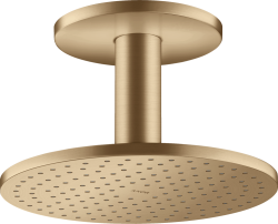 Верхний душ AXOR ShowerSolutions 250 2jet, с потолочным подсоединением, потолочный монтаж, круглый, с 2 режимами, размер 25 см, металлический, цвет: шлифованная бронза, для душа/ванной