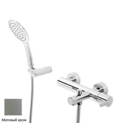 Смеситель для ванны/душа Cezares Leaf, настенный, однорычажный, неповоротный, длина 164 мм, керамический, латунь, цвет матовая сталь