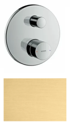 Смеситель для ванны Axor Uno однорычажный, с рукояткой zero, скрытого монтажа, настенный/встраиваемый, круглый, латунный, без излива, керамический, цвет шлифованное золото, без душевого шланга/лейки