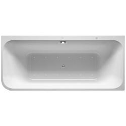 Ванна Duravit Happy D.2 Plus 180х80 см гидромассажная, пристенная, акриловая, цвет: белый/графит матовый, с ножками/сливом-переливом/фронтальной панелью, прямоугольная/угловая, с системой гидромассажа Air-System, с двумя наклонами для спины, правая