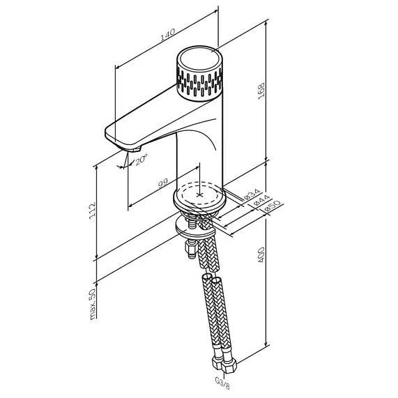 Смеситель для раковины/умывальника AM.PM Gem с индикацией температуры, излив 99 мм, неповоротный, прогрессивный картридж, латунь, цвет хром