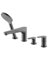 Смеситель для ванны/душа Aquatek Бетта на борт ванны, двухвентильный, неповоротный, длина излива 220 мм, латунь, цвет оружейная сталь