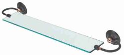 Полка стеклянная Art&Max Sophia, настенная, латунь/стекло, форма прямоугольная, под зеркало в ванную/туалет/душевую кабину, цвет бронза/черный