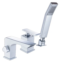 Смеситель для ванны/душа Lemark Contest, на борт ванны, однорычажный, неповоротный, длина излива 137 мм, керамический, латунь, цвет хром/белый