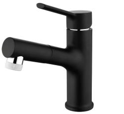 Смеситель для раковины/умывальника Accoona, однорычажный, выдвижной излив, керамический, длина излива 138 мм, латунь, цвет черный