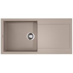 Мойка кухонная Omoikiri Sakaime 100-SA, 50х100 см, врезная, из искусственного гранита (Tetogranit), прямоугольная, цвет бежевый, без отверстия под смеситель, с крылом, оборачиваемая, слив-перелив, врезная в столещницу, для кухни