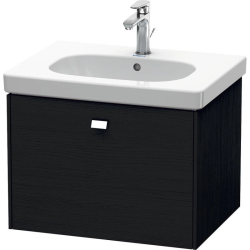 Тумба под раковину Duravit Brioso, 62х46,9х45,2 см, подвесная, 1 выдвижной ящик, ДСП, цвет: дуб черный/хром, шкафчик навесной, механизм доводчика, прямоугольная, правая/левая, в ванную комнату