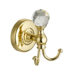 Крючок Migliore Amerida, с кристаллом Swarovski, двойной, настенный, латунь, форма округлая, для полотенца в ванную/туалет/душевую кабину, цвет золото