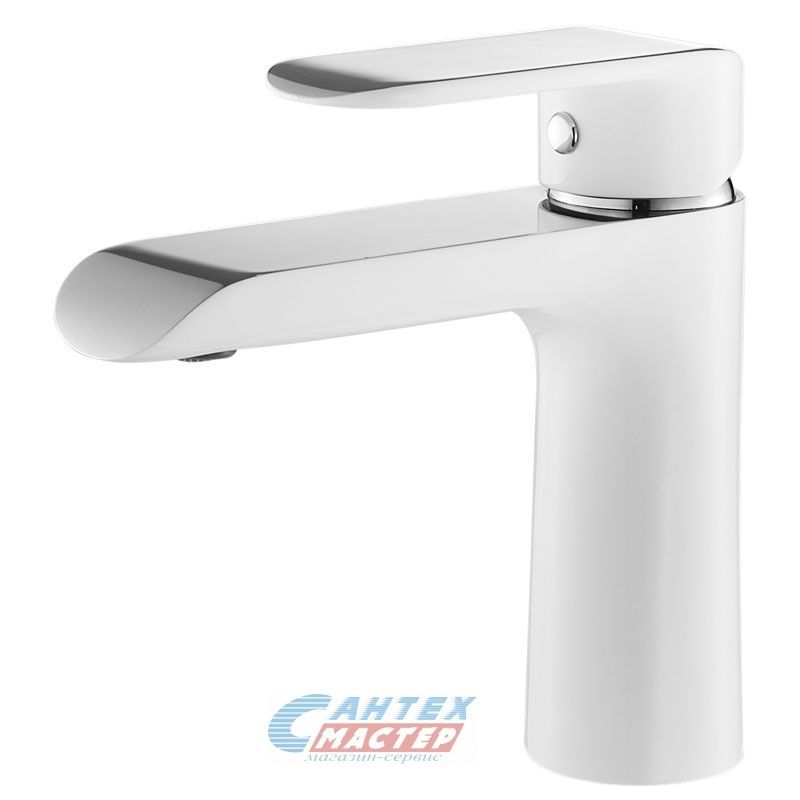 Смеситель для раковины Iddis Calipso однорычажный, излив короткий, длина 117 мм, керамический, латунь, цвет хром/белый, без донного клапана