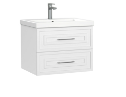 Тумба под раковину Cersanit CLASSIC 60 для COMO 60, подвесная, цвет белый матовый, 2 выдвижных ящика, прямоугольная