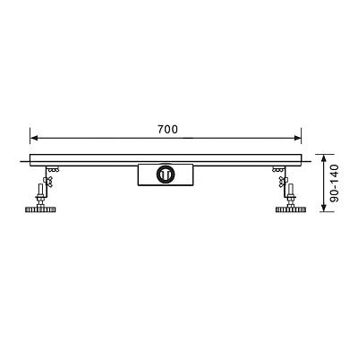 Водоотводящий желоб Raglo R653.70.05 щелевой, 700 мм, цвет сатин, поворотный сифон 360°, DN 50 