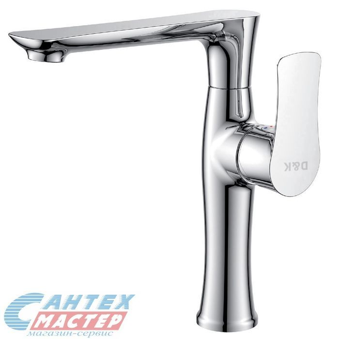 Смеситель для кухни/мойки D&K Reisling Rhein однорычажный, керамический, с высоким изливом, длина 173 мм, поворотный, латунь, цвет хром, ёлочка, кухонный, хромированный, вертикальный, кран, комплект, сантехника, водопроводные, размер, характеристики