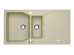Мойка кухонная ALVEUS SENSUAL 70 GRANITAL PEBBLE-G02M 98х52х20 см, врезная/встраиваемая сверху, две чаши, с крылом, искусственный гранит, прямоугольная, цвет галька, с отверстием под смеситель и для кнопки клапан-автомат