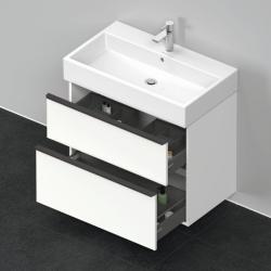 Тумба под раковину Duravit D-Neo, 78,4х44,2х62,5 см, подвесная, 2 выдвижных ящика, ДСП, цвет: белый матовый, шкафчик навесной, прямоугольная, правая/левая, в ванную комнату