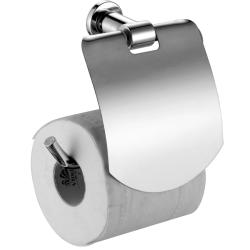 Держатель для туалетной бумаги Azario FORNY с крышкой, хром, настенный/подвесной, нержавеющая сталь, форма округлая, для туалета/ванной, бумагодержатель