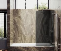 Душевая шторка на ванну MaybahGlass, 140х70,5 см, графитовое матовое стекло/профиль хром, поворотная, закаленное стекло 6 мм, плоская/панель, правая/левая, правосторонняя/левосторонняя, универсальная