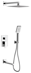 Душевая система встраиваемая LEDEME, цвет хром, комплект: однорычажный смеситель/излив/тропический душ (с верхней лейкой)/лейка/шланг, латунь