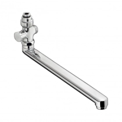 Излив Hansgrohe длинный поворотный, латунь, хром, округлый, длина излива 30 см, с переключателем вакуумного типа, для монтажа на однорычажном смесителе для душа