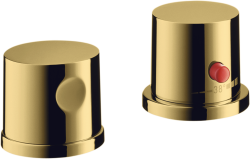 Смеситель для ванны Axor Uno термостатический, монтаж на борт ванны, скрытый, без излива, латунь, цвет полированное золото, без душевого шланга/лейки, на 2 отверстия, для 2-х потребителей