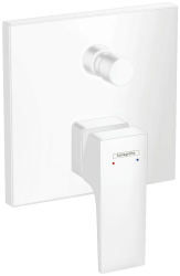 Смеситель для ванны Hansgrohe Metropol скрытого монтажа, настенный/встраиваемый, однорычажный, латунный, без излива, керамический, квадратный, цвет матовый белый, без душевого гарнитура