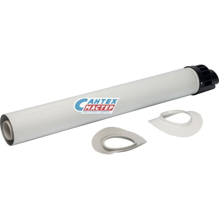Элемент дымохода STOUT DN60/100 854 мм конденсац. участок для прохода через стену с манжетами и оголовком SCA-8610-010854