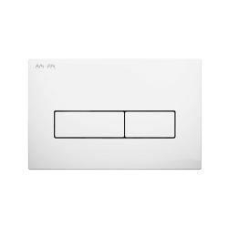 Кнопка смыва Am.Pm ErgoFit М белая глянцевая, клавиша управления для сливного бачка, инсталляции унитаза, двойная, механическая, панель, универсальная, размер 240х150х10 мм