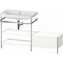 Консоль с раковиной Duravit Happy D.2 Plus c-bonded, 120х49х85 см, напольная, металл/ДСП 2 выдвижных ящика, левая, цвет: белый шелковисто-матовый /умывальник, цвет белый, керамика, без отверстия под смеситель
