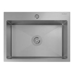 Мойка GranFest METAL 6045, 60х45 см, врезная, стальная, прямоугольная, цвет нержавеющая сталь, с отверстием под смеситель, без слив-перелива, без крыла, для кухни