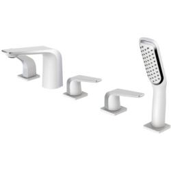 Смеситель для ванны/душа ROSE на борт ванны, встраиваемый, двухвентильный, неповоротный, длина 127 мм, латунь, цвет белый/хром