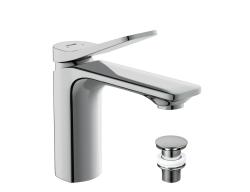 Смеситель для умывальника Cersanit ODRA 63050 однорычажный длина 128 мм, латунь, цвет хром с донным клапаном клик-клак