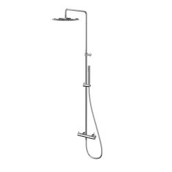 Душевая система настенная Whitecross Y, высота: 1087-1527 мм, цвет хром, комплект: однорычажный смеситель/тропический душ (с верхней лейкой)/лейка/держатель лейки/шланг, латунь, наружного монтажа