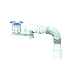 Сифон Unicorn для душевого поддона 1 1/2"х40 мм с прикручивающимся выпуском, плоский, с гибкой трубой 40х40/50 мм