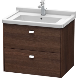 Тумба под раковину Duravit Brioso, 67х46,9х56,3 см, подвесная, 2 выдвижных ящика, ДСП, цвет: каштан темный/хром, шкафчик навесной, механизм доводчика, прямоугольная, правая/левая, в ванную комнату