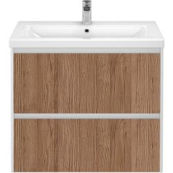 Тумба под раковину Velvex Klaufs 80.2Y, 800х450х763 мм, подвесная, цвет шатане/белый, 2 выдвижных ящика/выдвижной органайзер, подходит раковина Como 80, правая/левая, правосторонняя/левосторонняя/универсальная, в ванную комнату