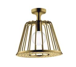 Верхний душ AXOR LampShower/Nendo 275 1jet, с потолочным подсоединением, потолочный монтаж, круглый, с 1 режимом, размер 27,5 см, металлический, цвет: полированное золото, со встроенным освещением, для душа/ванной